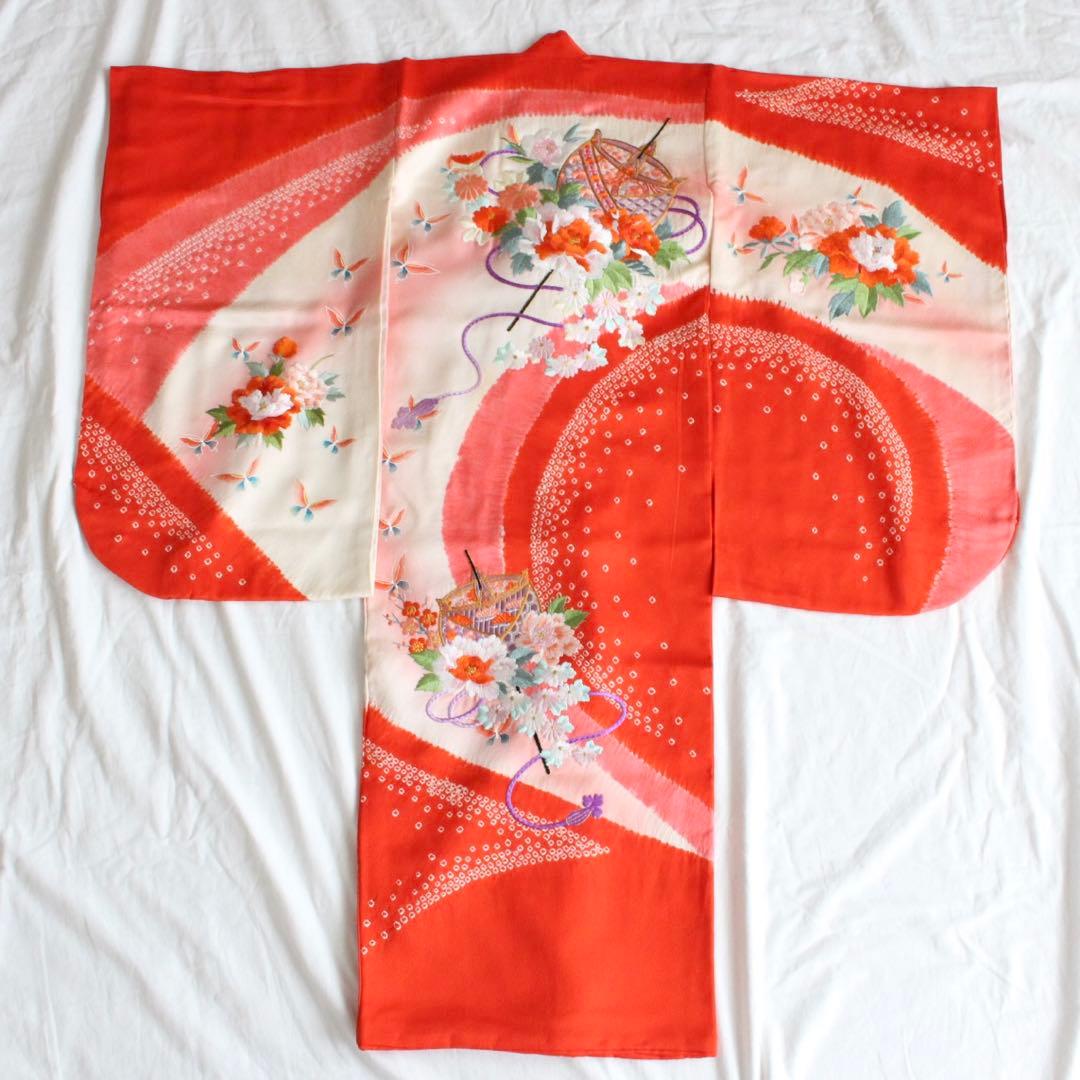 七五三 3歳 女の子 子供 正絹 着物 総絞り 被布 セット
