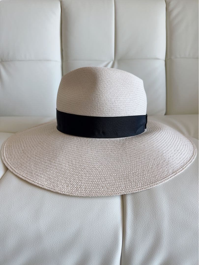 美品Borsalino♡パナマハット　女優帽　ナチュラル　Mサイズ