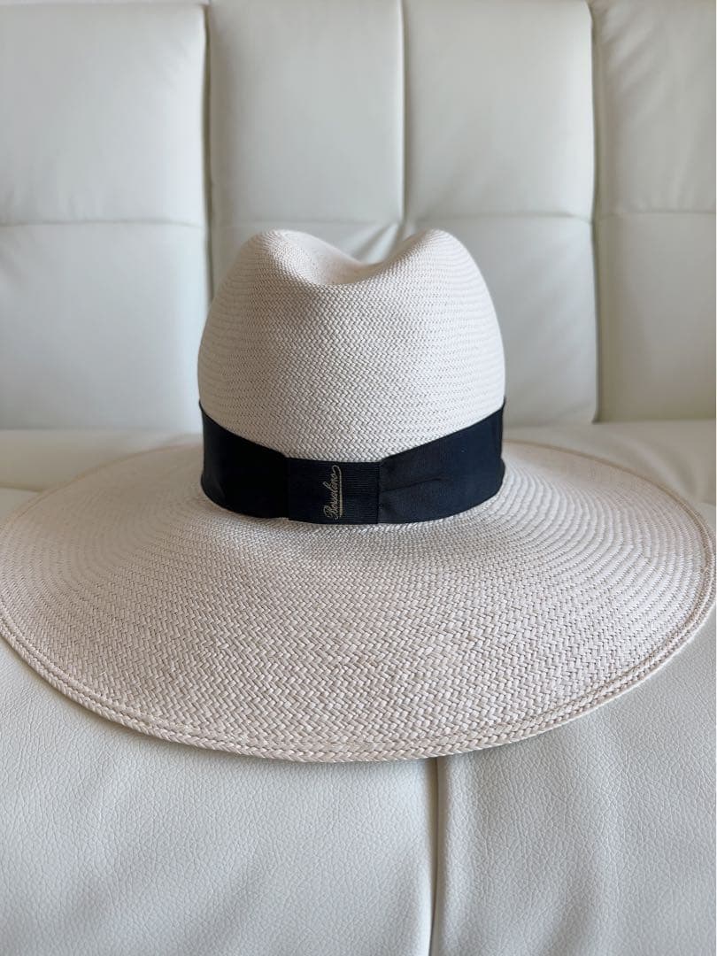 美品Borsalino♡パナマハット　女優帽　ナチュラル　Mサイズ
