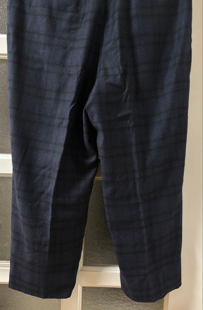 コムデギャルソンオム　ネイビー　チェック　ウールスラックス　Sサイズ