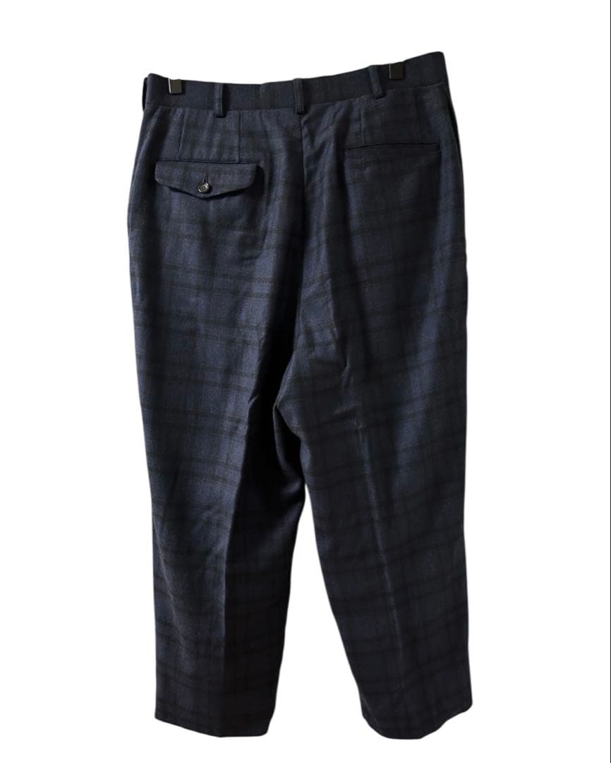 コムデギャルソンオム　ネイビー　チェック　ウールスラックス　Sサイズ