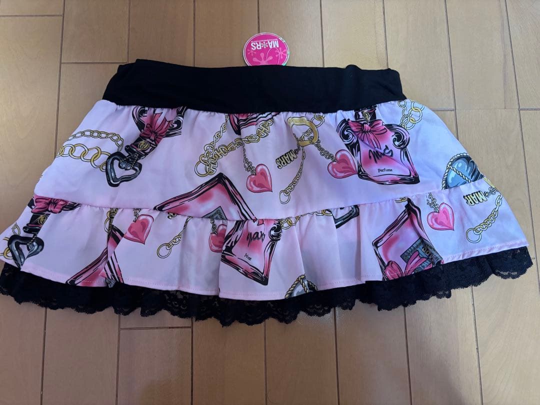 新品未使用 MARS フレアスカート パフューム柄 ピンク/ブラック