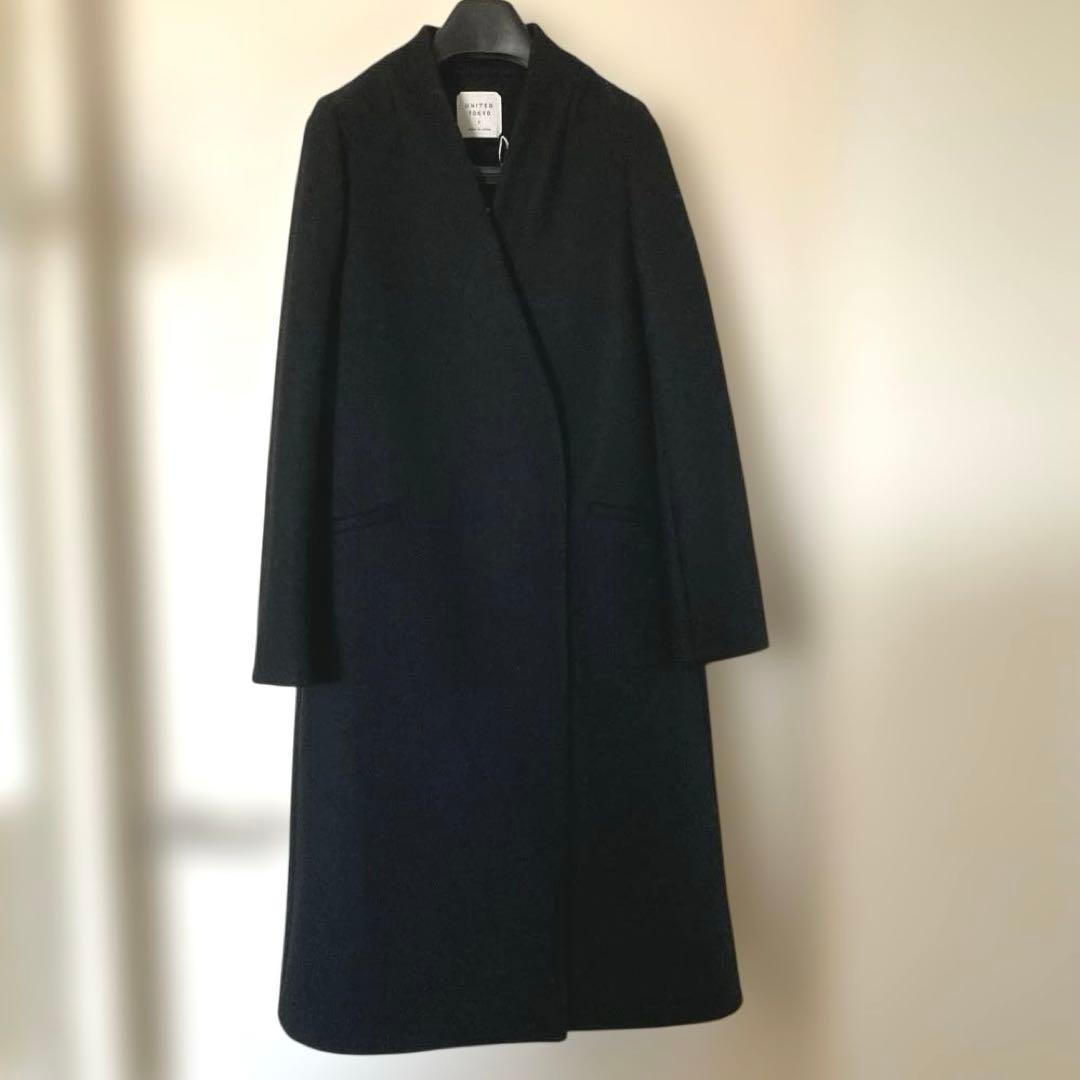 新品タグ付★UNITED TOKYO 黒ノーカラーコート　卒入園卒業式セレモニー