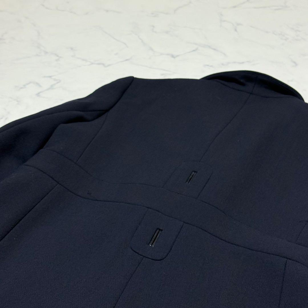 未使用タグ付き　ANYA HINDMARCH カウレザー　ロングコート　ネイビー