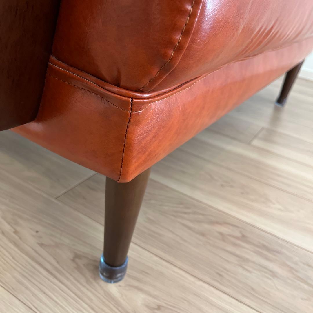 B-COMPANYクールベ 合成皮革 2人掛けソファ ミッドセンチュリー