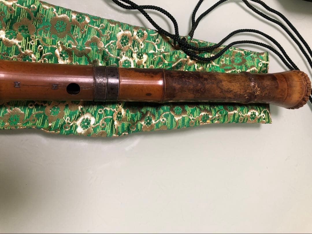 尺八本体 管楽器 雅楽 和楽器 竹製 5穴 約55cm ケース付き