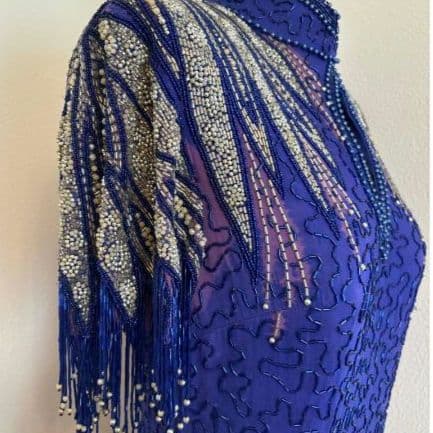 おまけワンピ付き 紫色 ビーズ装飾 社交ダンスドレス　ベリーダンス