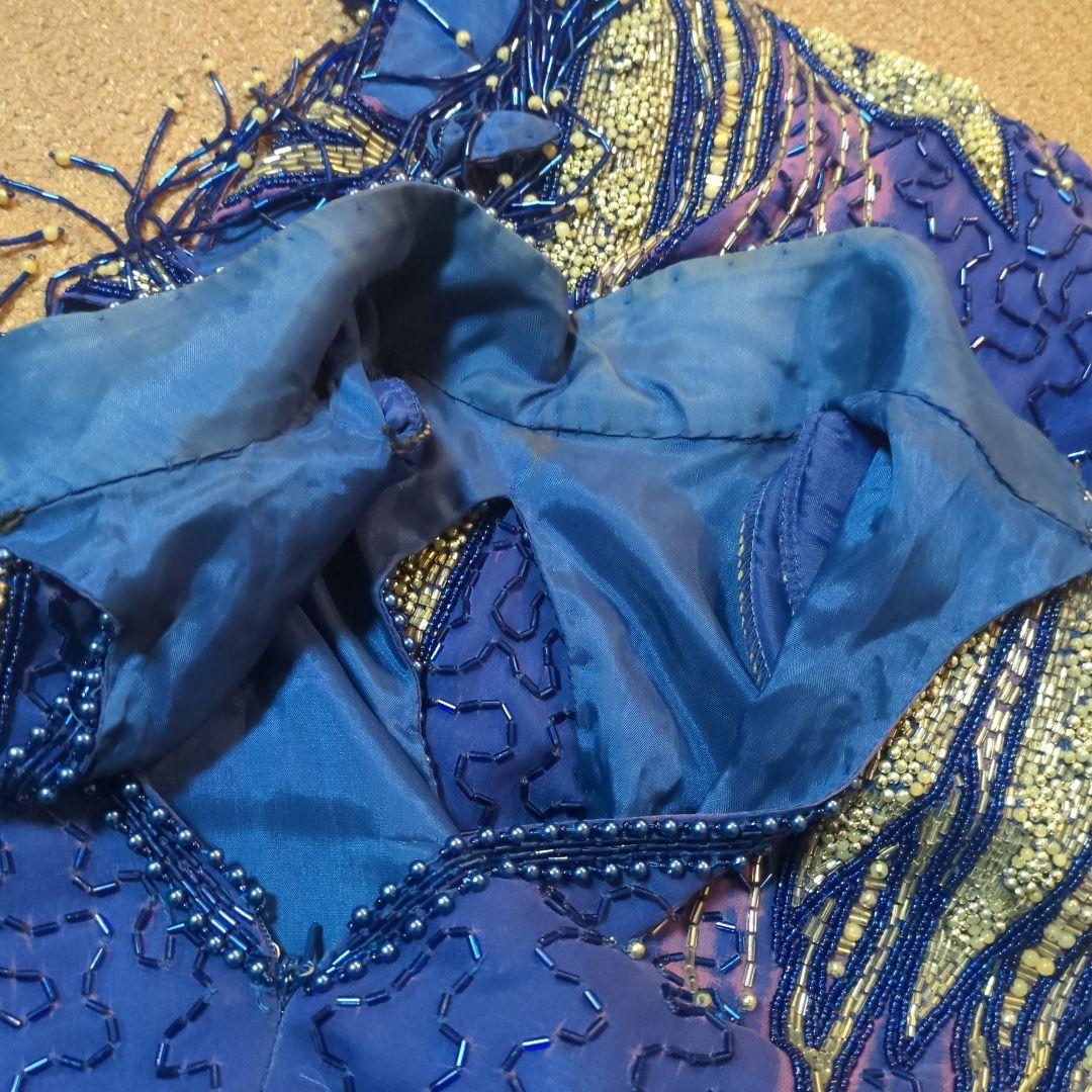 おまけワンピ付き 紫色 ビーズ装飾 社交ダンスドレス　ベリーダンス