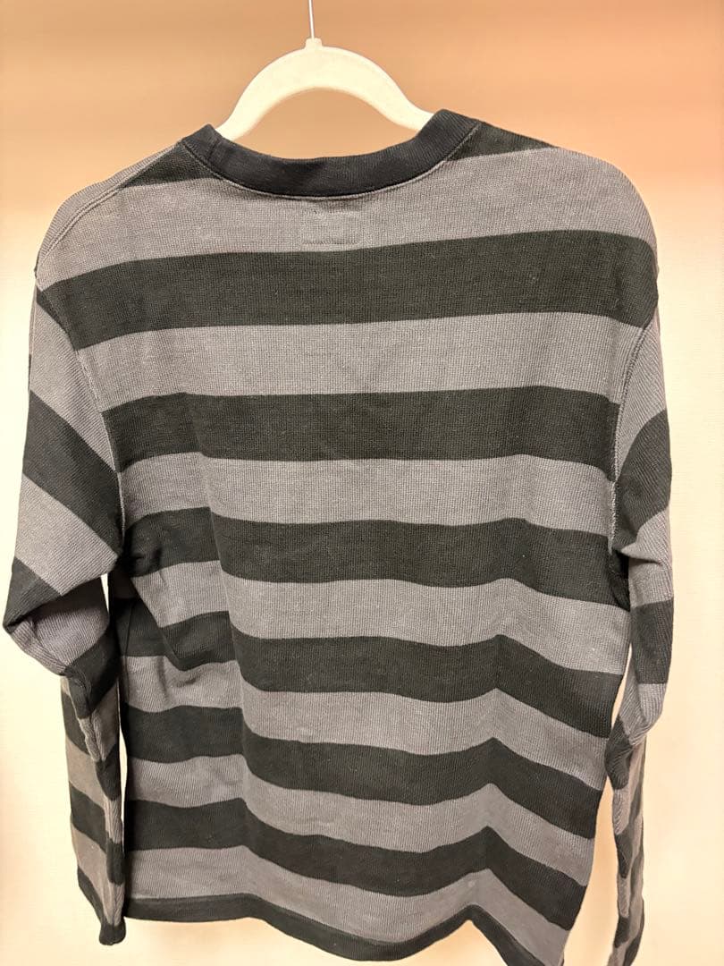 Buco グレーとブラックのストライプ長袖Tシャツ L