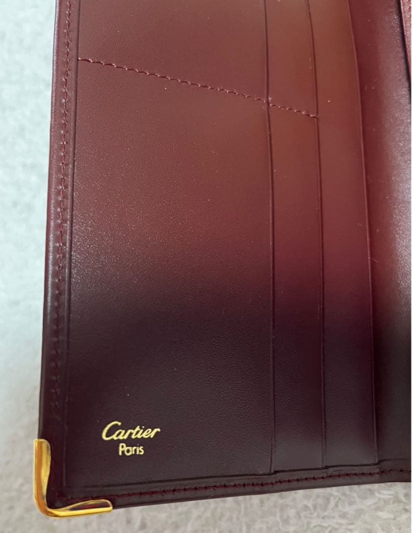 極美品　カルティエ 長財布 2つ折り マストライン ボルドー 小銭入れ付き