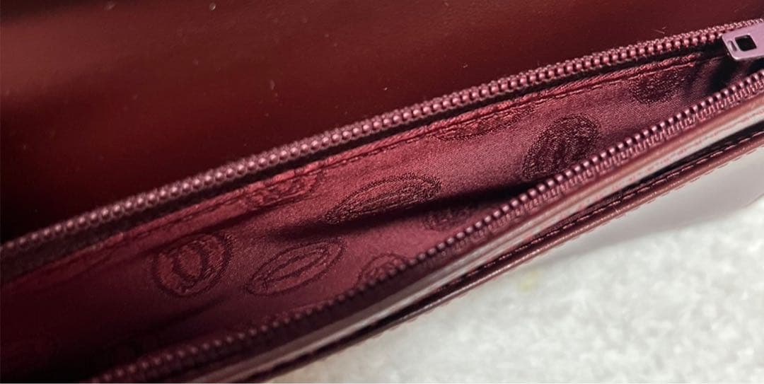 極美品　カルティエ 長財布 2つ折り マストライン ボルドー 小銭入れ付き