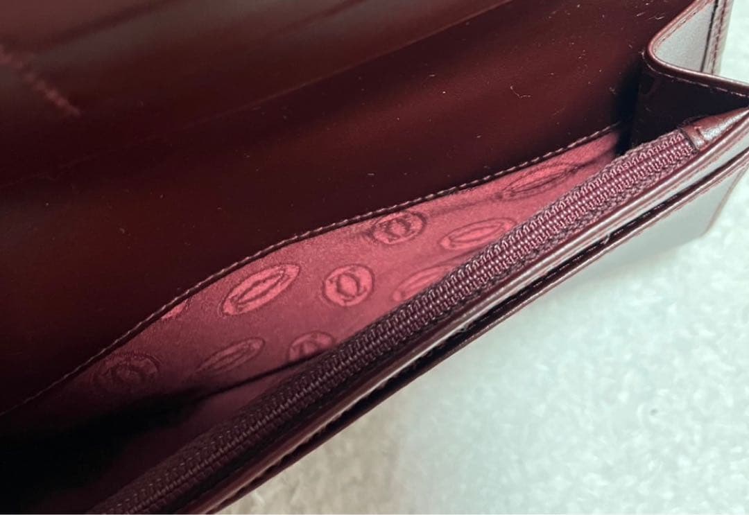 極美品　カルティエ 長財布 2つ折り マストライン ボルドー 小銭入れ付き