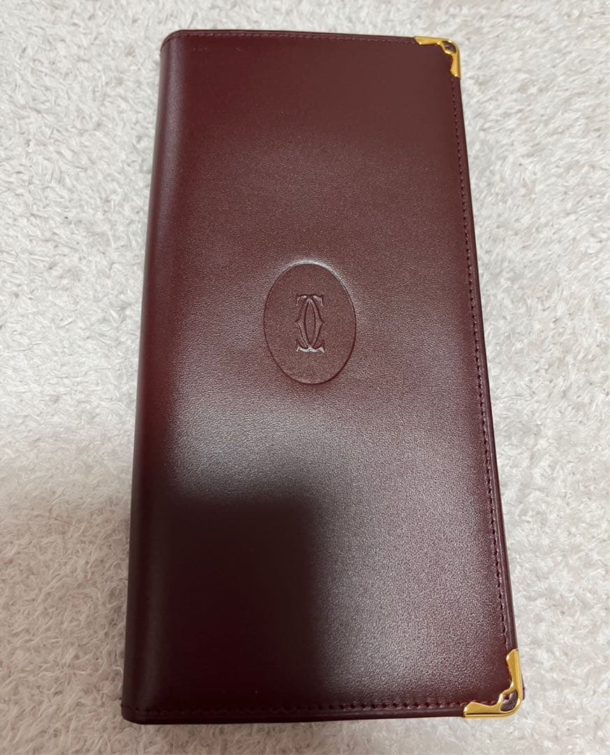 極美品　カルティエ 長財布 2つ折り マストライン ボルドー 小銭入れ付き