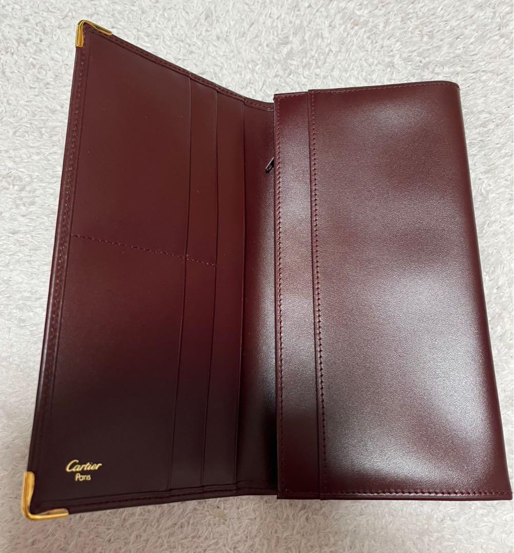 極美品　カルティエ 長財布 2つ折り マストライン ボルドー 小銭入れ付き