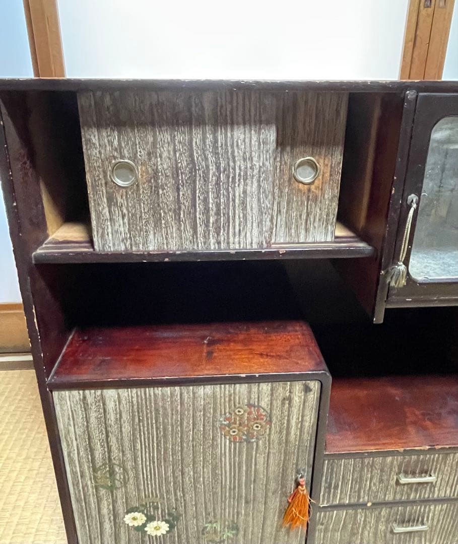 小型木製キャビネット 昭和レトロ引き出し付き