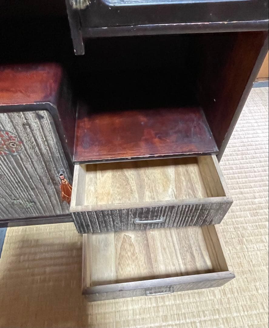小型木製キャビネット 昭和レトロ引き出し付き