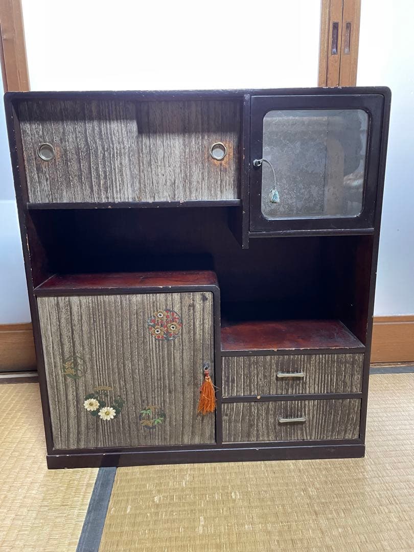 小型木製キャビネット 昭和レトロ引き出し付き