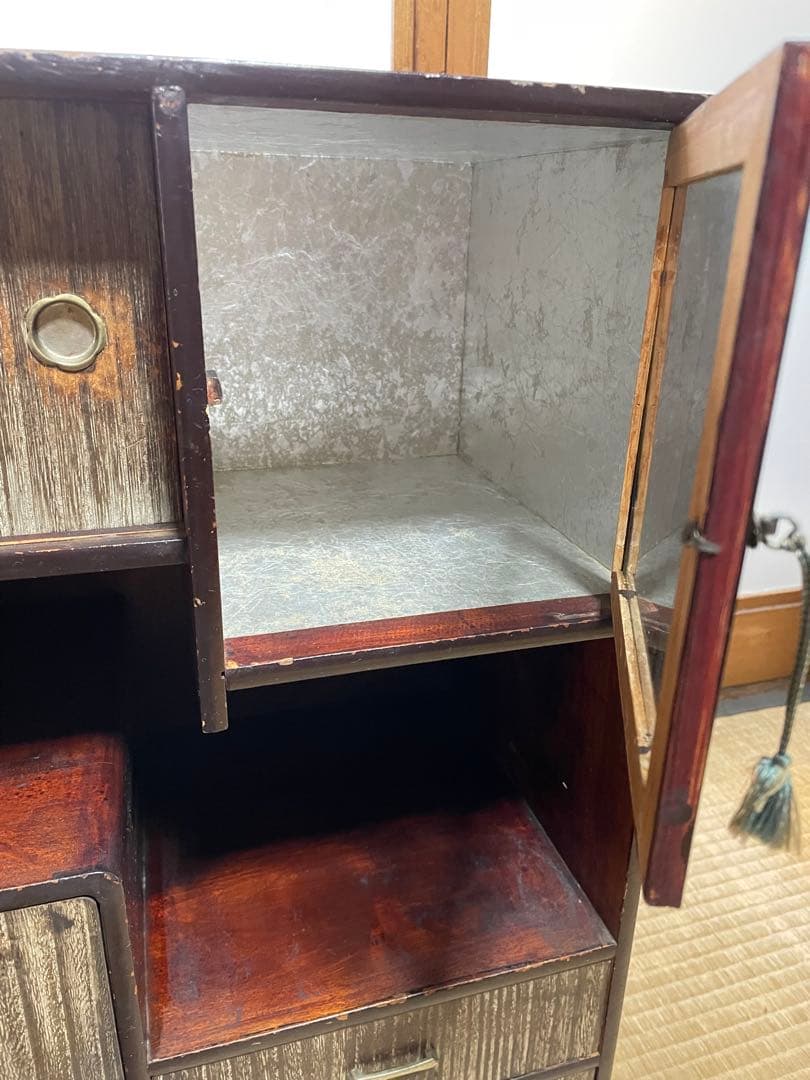 小型木製キャビネット 昭和レトロ引き出し付き