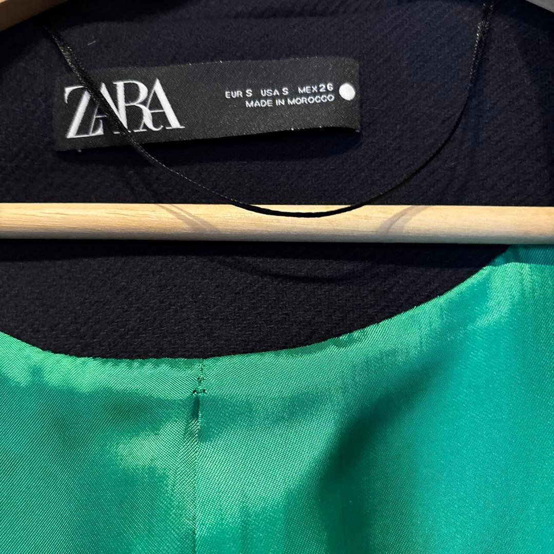 ZARA ダークネイビー ロングチェスターコート S