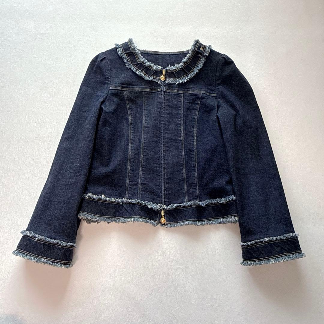 M'S GRACY フリンジデニム ジャケット　ノーカラー　カメリア