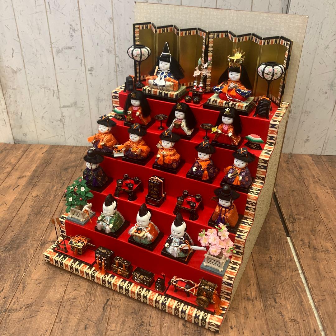 昭和レトロ 民芸品 6段 ミニ雛人形セット 固定式 ひな祭り インテリアオブジェ