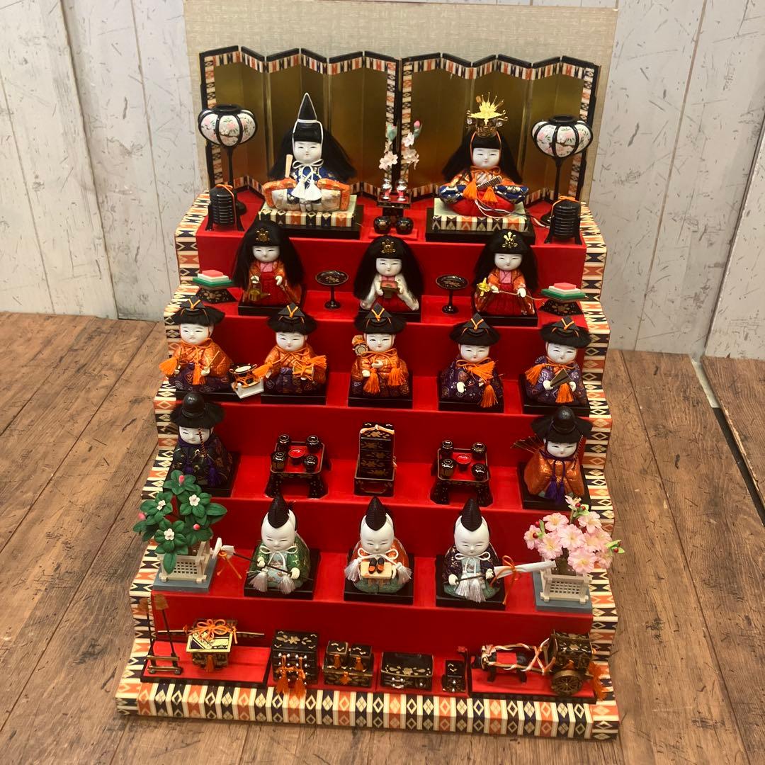 昭和レトロ 民芸品 6段 ミニ雛人形セット 固定式 ひな祭り インテリアオブジェ