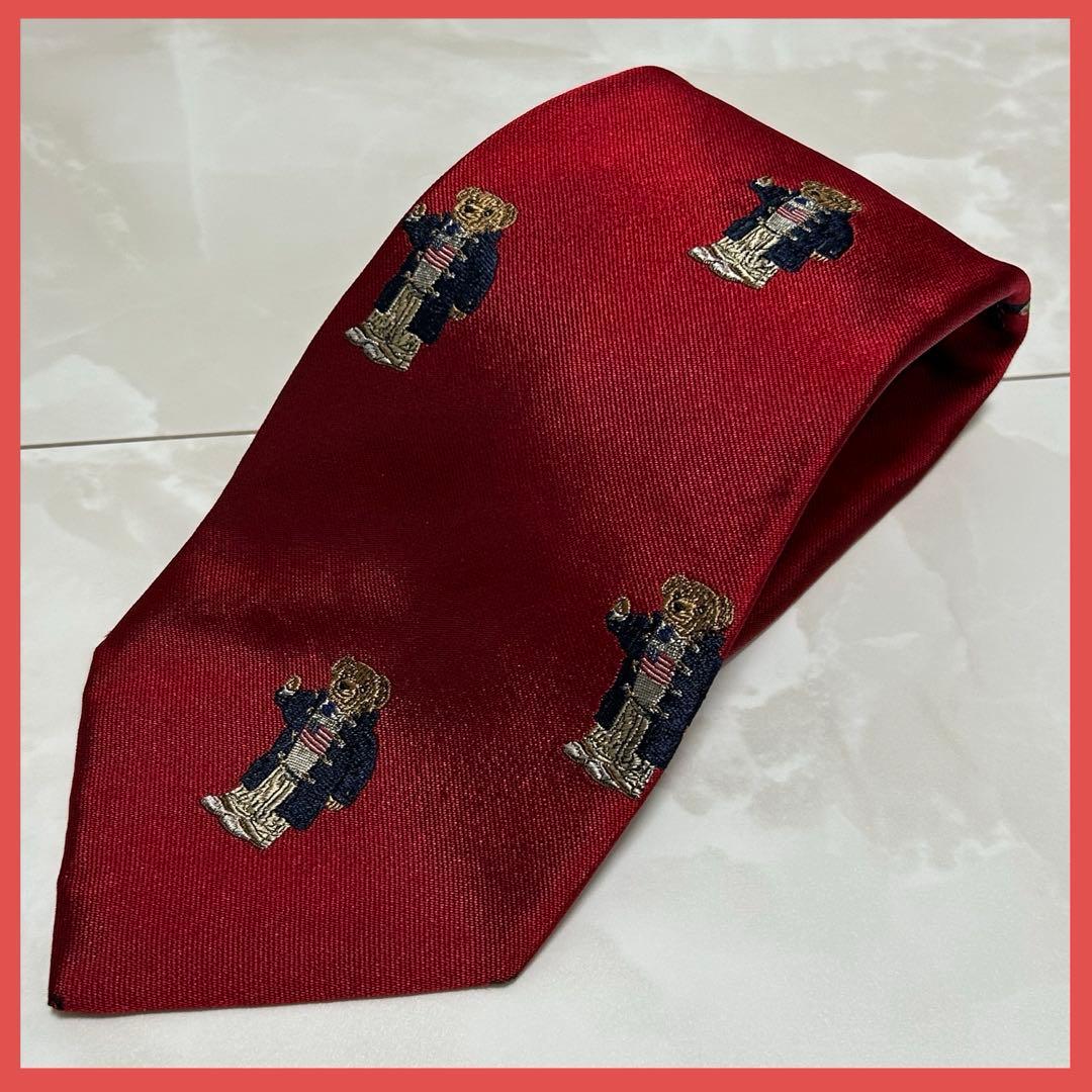 Ralph Lauren ポロベア ネクタイ シルク100% 総柄