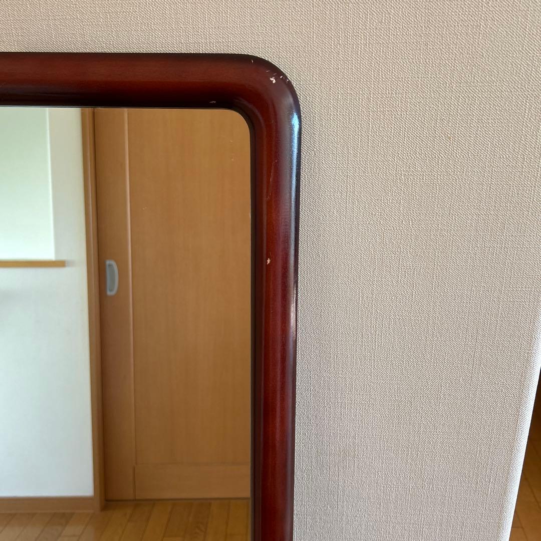 昭和レトロ！ヴィンテージ！　姿見鏡　木製フレーム　日本製　壁掛け金具付き　古道具