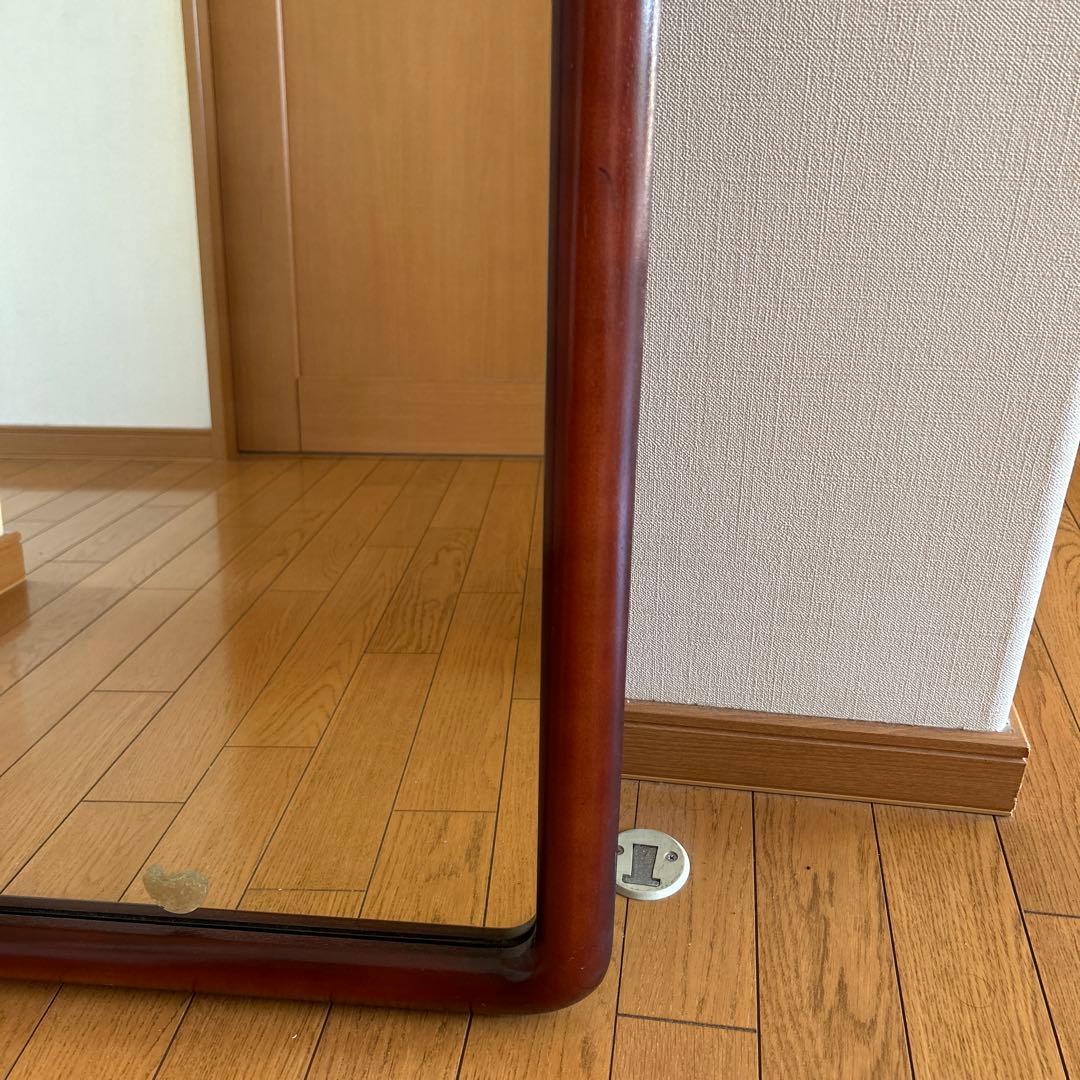 昭和レトロ！ヴィンテージ！　姿見鏡　木製フレーム　日本製　壁掛け金具付き　古道具
