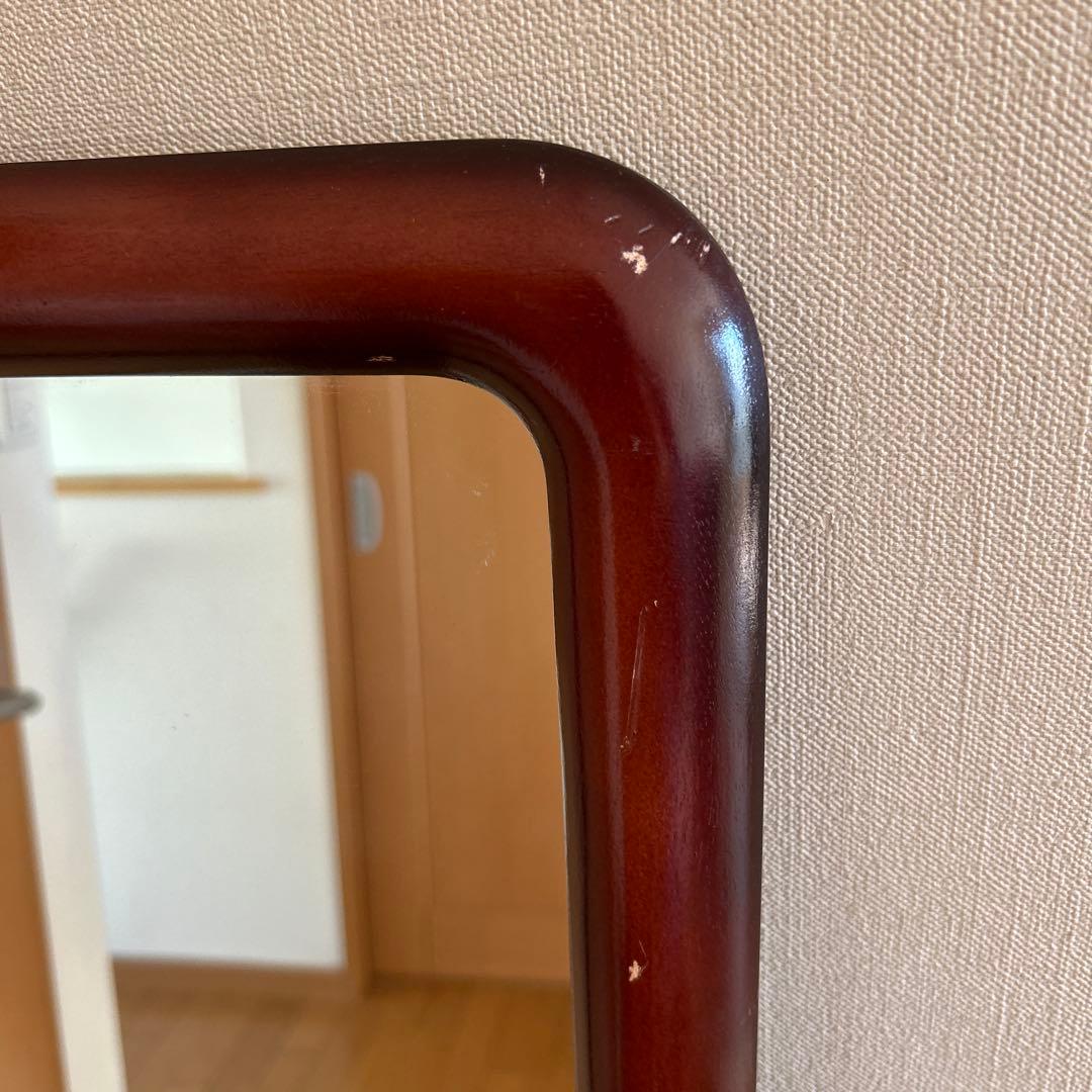 昭和レトロ！ヴィンテージ！　姿見鏡　木製フレーム　日本製　壁掛け金具付き　古道具