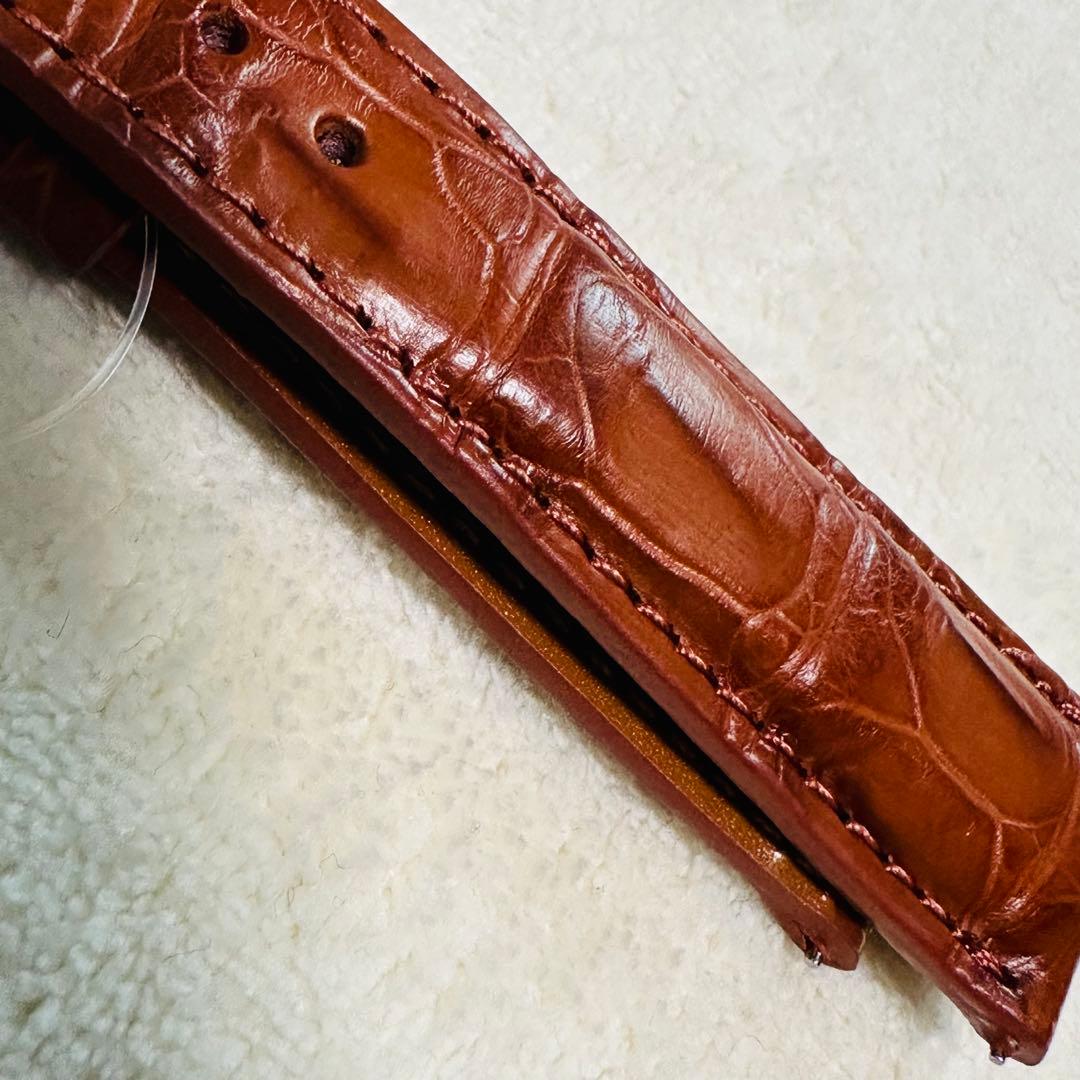 3039#20mm-18mmコニャック★本物クロコダイル腕時計用ベルト★スイス製