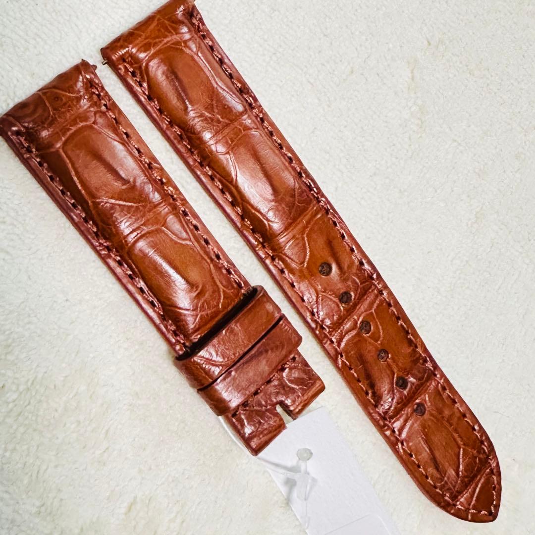 3039#20mm-18mmコニャック★本物クロコダイル腕時計用ベルト★スイス製