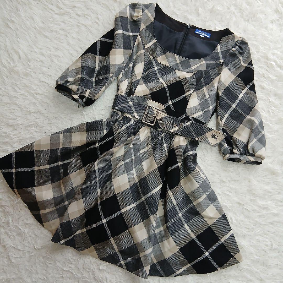 【美品BURBERRY BLUE LABEL】ノバチェックベルト付ワンピース