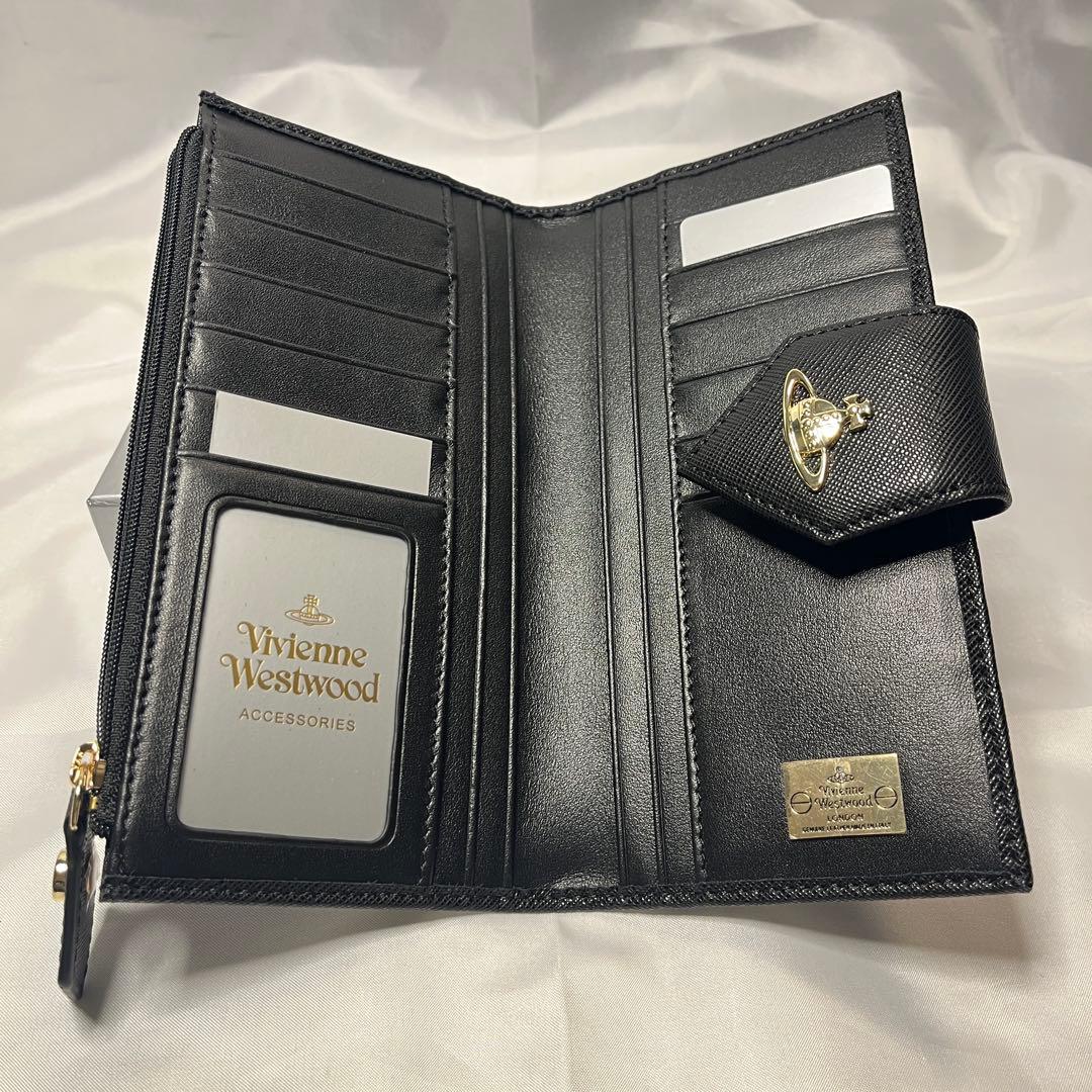 新品 Vivienne Westwood ブラック ゴールドオーブ　長財布