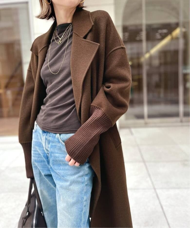 [今季新品タグ付]LOU ANDREA/ルーアンドレアRIB WOOL COAT