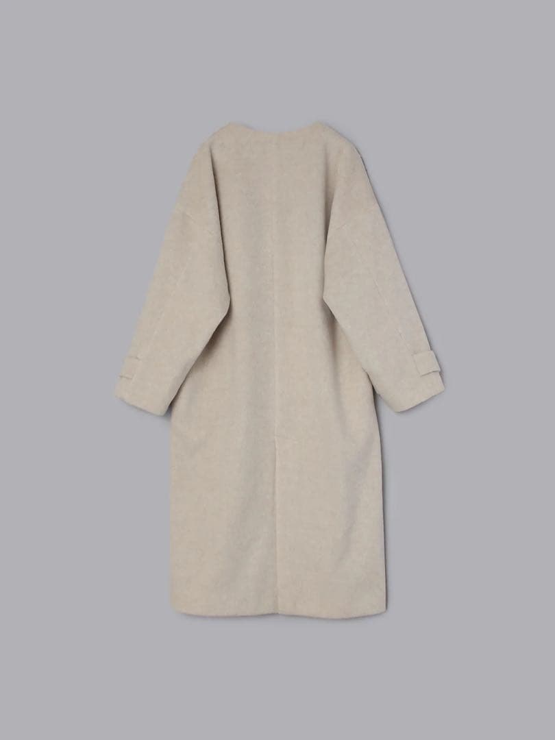 Rii×Olu. ノーカラーシャギーロングコート アイボリー