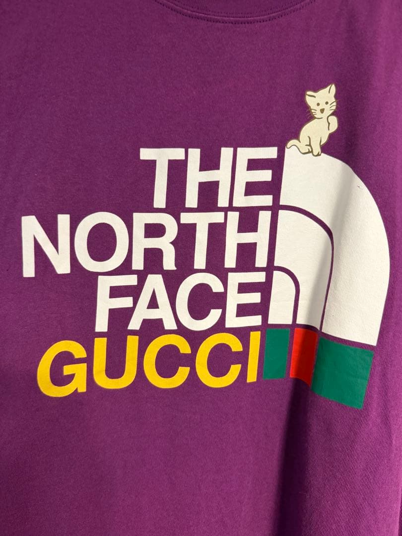 鑑定済み　THE NORTH FACE x GUCCI ロゴTシャツ 紫