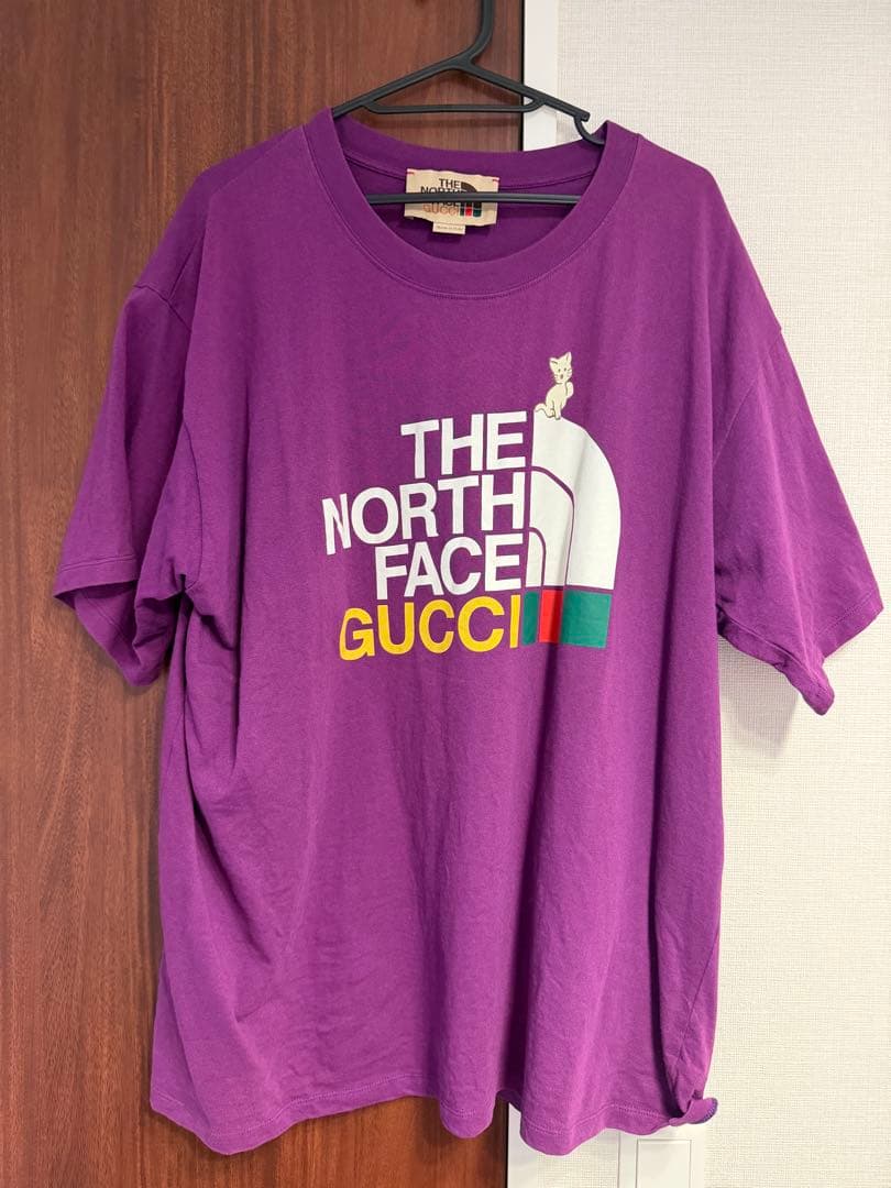 鑑定済み　THE NORTH FACE x GUCCI ロゴTシャツ 紫