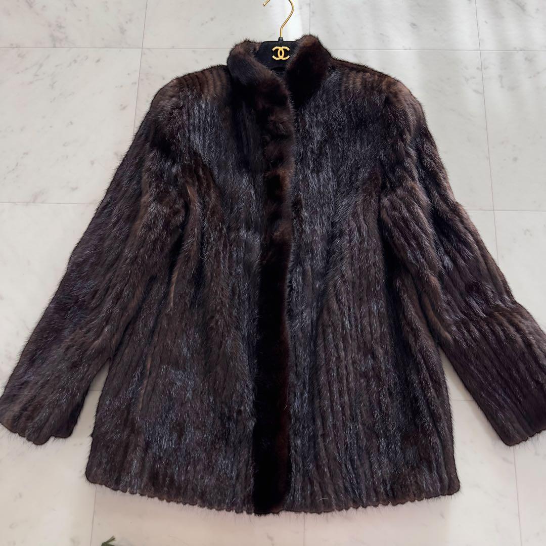 SAGA MINK サガミンク 毛皮コート XLサイズ 銀サガ ショールカラー