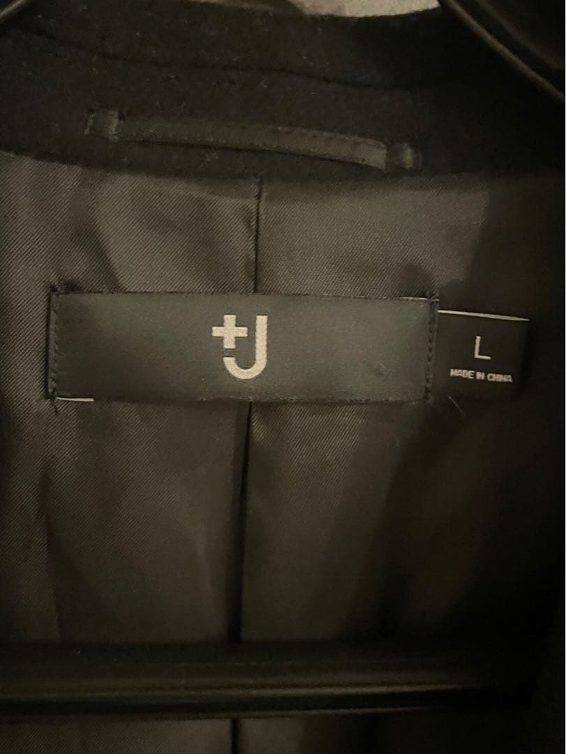 ブラック シングルブレスト チェスターコートUNIQLO +J 黒　ジルサンダー