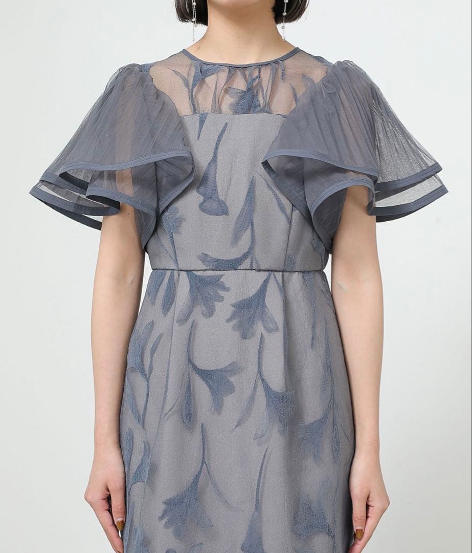 kana シアー素材 フラワー刺繍 ワンピース ドレス 結婚式 オケージョン