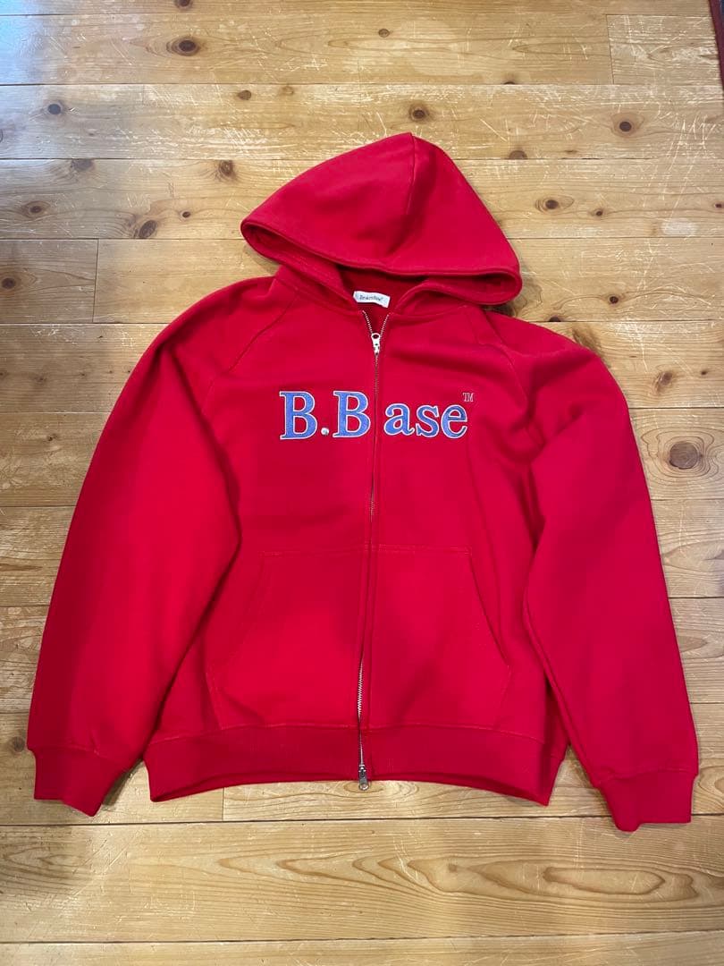 Broken Base グリッターダブルジップフーディー レッド M