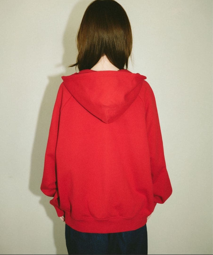 Broken Base グリッターダブルジップフーディー レッド M