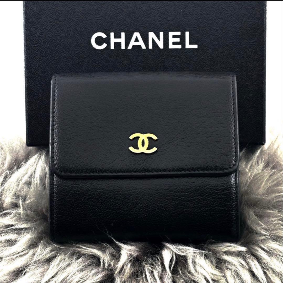 CHANEL ブラック 三つ折り財布 7969624