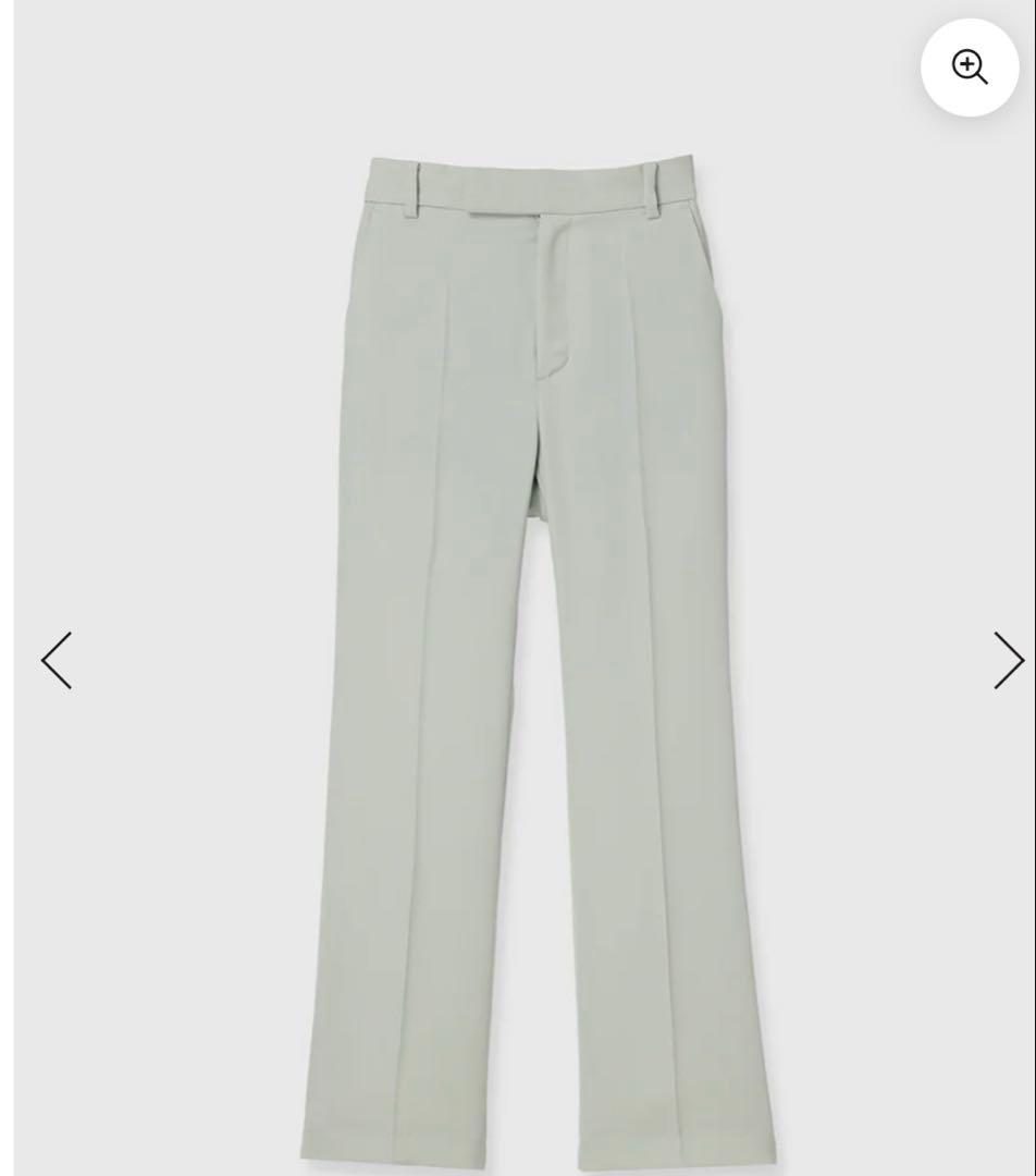 新品タグ付anuasフレアスリムテーパードパンツミント グリーンM ポリエステル