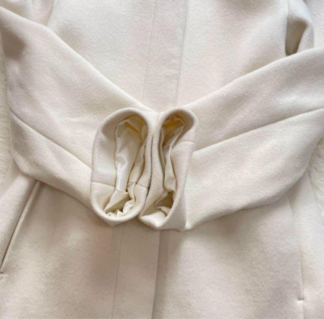 さくこあ様セルフォード ロングコート ノーカラーコート 白 ホワイト 38 秋冬