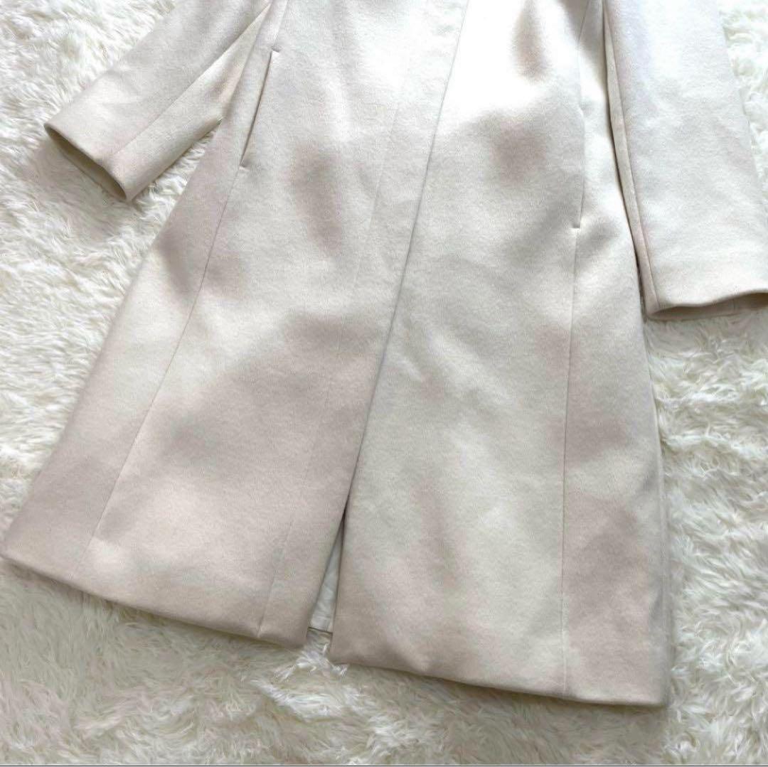 さくこあ様セルフォード ロングコート ノーカラーコート 白 ホワイト 38 秋冬