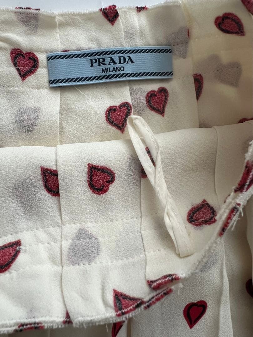 PRADA プラダ ハートプリント プリーツラップスカート 38