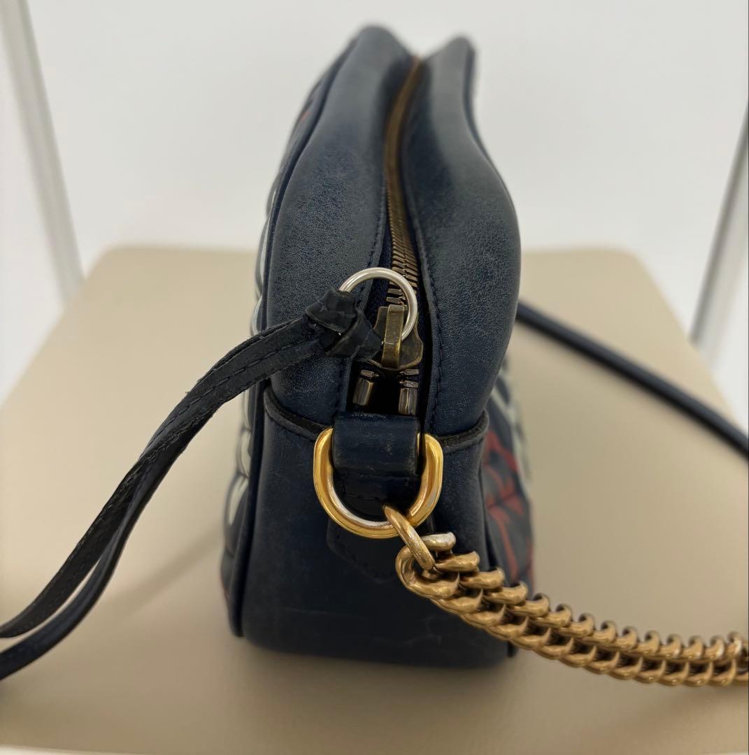 GUCCIグッチ GGマーモント ゴーストチェーン ショルダーバッグレザーバッグ