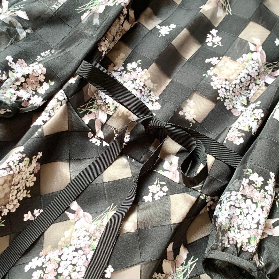 新品✨人気 エムズグレイシー 花柄 チュール ロング ワンピース ドレス 40